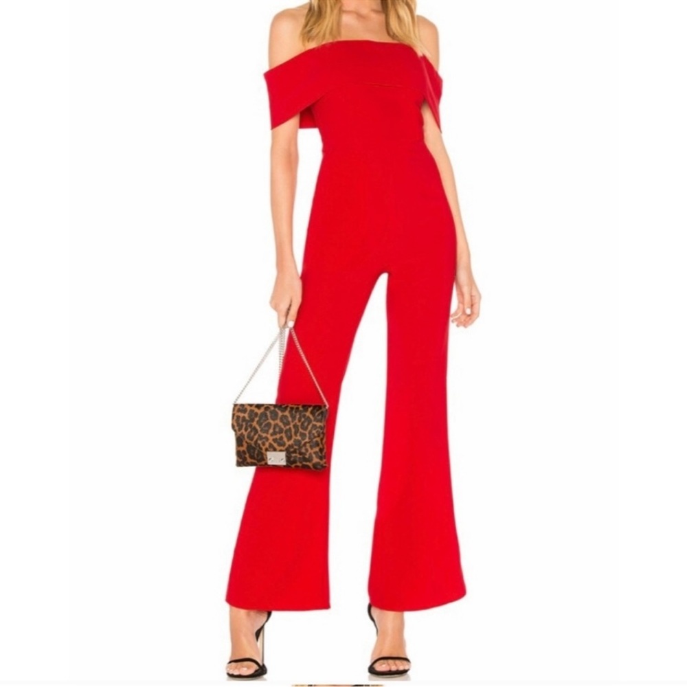 Nwot revolve by the way off the shoulder wide leg red jumpsuit
